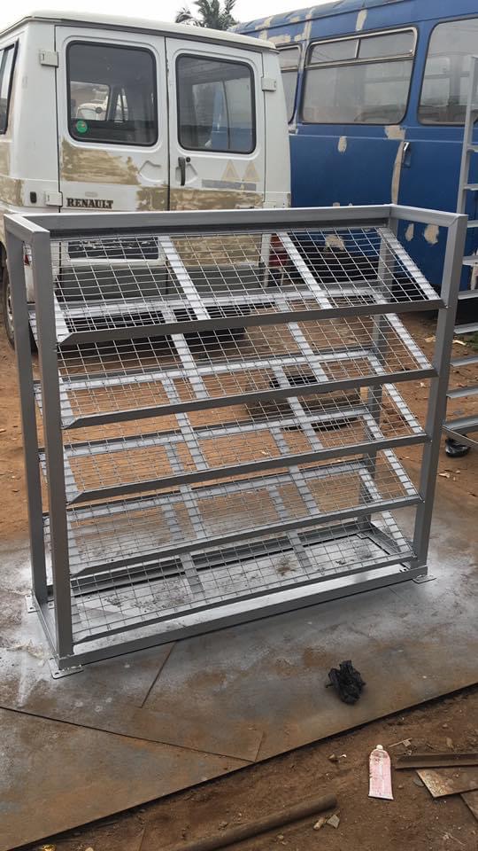 Metal baking trolley photographed at a workshop